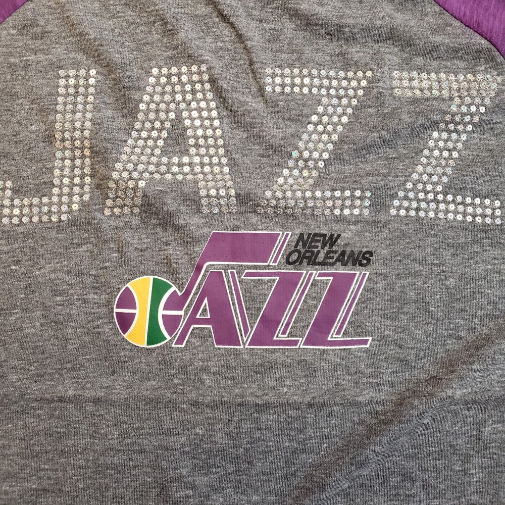 NBA Womens Plus 1X New Orleans Jazz Throwback Conference T-Shirt Heather Grey - Picture 3 of 5